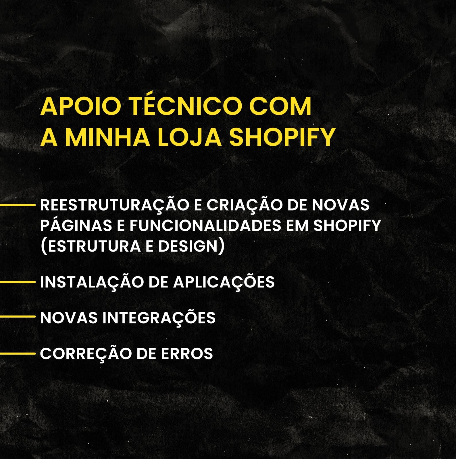 Apoio técnico com a minha loja Shopify